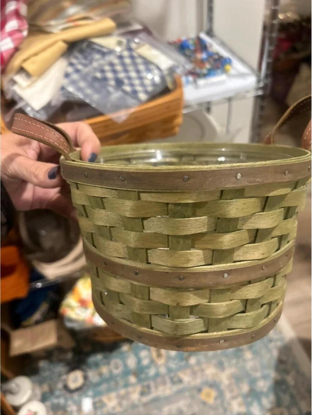 Longaberger small bushel basket green